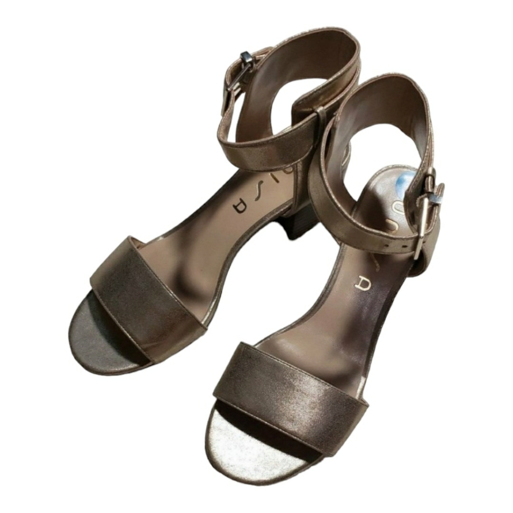 Unisa Gold Block Heel Shoe